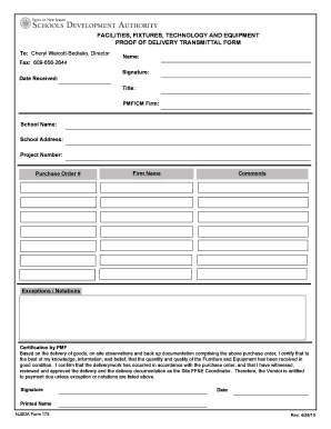 Proof of Delivery Transmittal Form