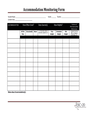 Student Accommodation Monitoring Form