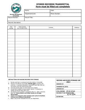 Stored Records Transmittal Form
