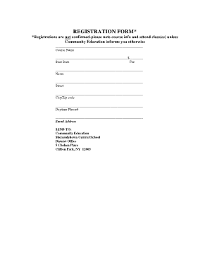 Community Education Registration Form