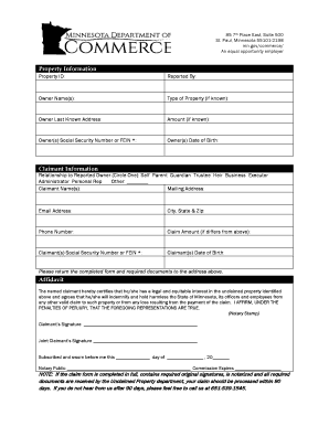 Minnesota Unclaimed Property Claim Form