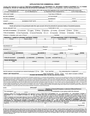 Application for Commercial Credit