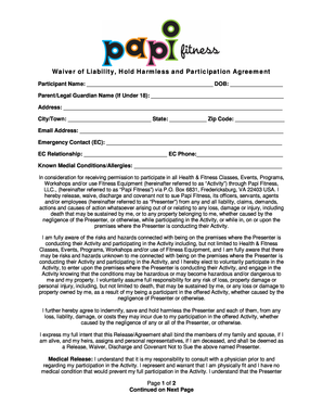 Waiver of Liability and Participation Agreement