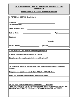 UK Street Trading Consent Application
