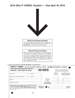 Ohio IT 1040ES Estimated Income Tax Voucher