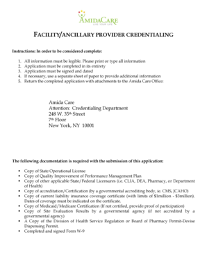 Facility Provider Credentialing Application