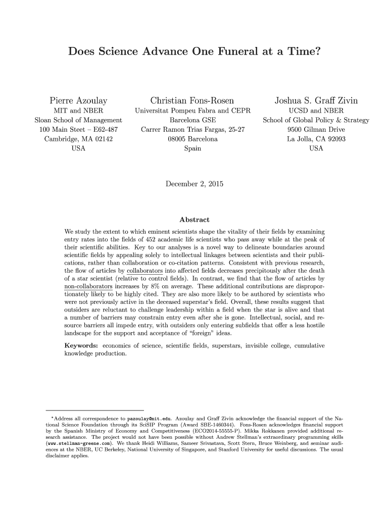 Fillable Online econ upf Does Science Advance One Funeral at a Time econ upf Fax Email Print