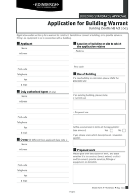Building Warrant Application