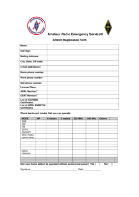 Amateur Radio Emergency Service Registration Form