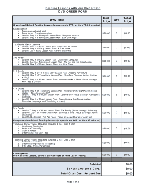 DVD Order Form for Reading Lessons