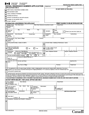 Canada Social Insurance Number Application