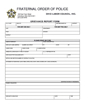 FOP Grievance Report Form
