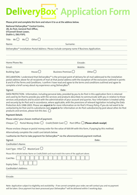 DeliveryBox Installation Application Form