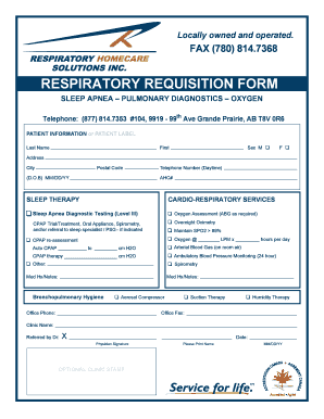 Respiratory Requisition Form