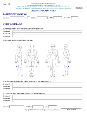Chief Complaint Form