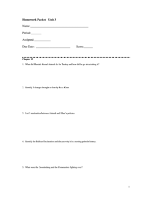 Unit 3 Homework Packet