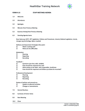 Staff Meeting Agenda Form
