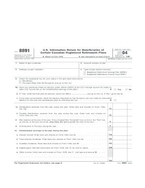 Form 8891 for Canadian Registered Retirement Plans