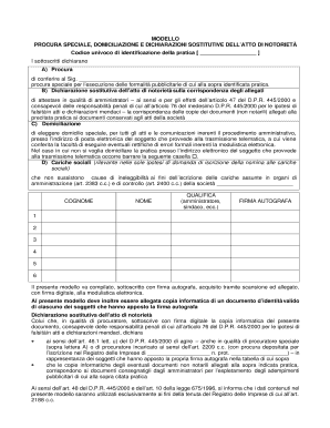 PROCURA SPECIALE, DOMICILIAZIONE E DICHIARAZIONI SOSTITUTIVE DELL’ATTO DI NOTORIETÀ