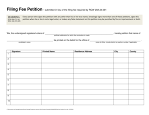 Filing Fee Petition