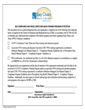 2012 CMS Compliance Fraud Attestation
