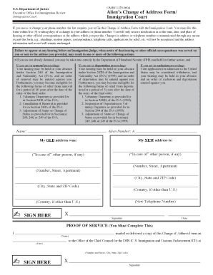 Immigration Court Change of Address Form