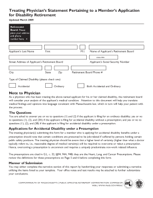 Treating Physician's Statement for Disability Retirement