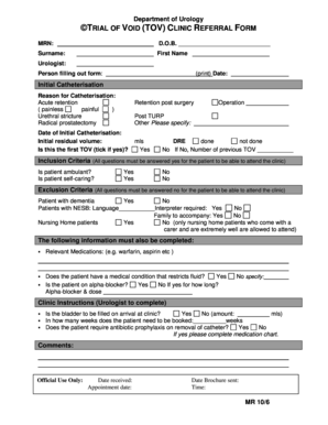 Trial of Void Clinic Referral Form