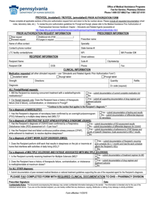 Provigil Nuvigil Prior Authorization Form