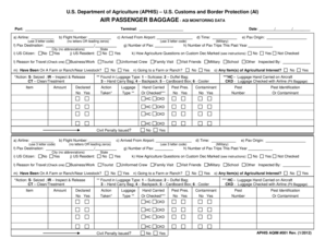 USDA APHIS Air Passenger Baggage AQI Monitoring Form