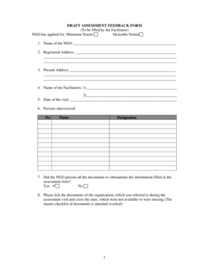 NGO Assessment Feedback Form