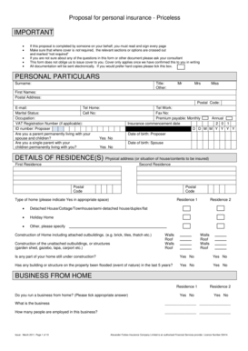 Personal Insurance Proposal Form