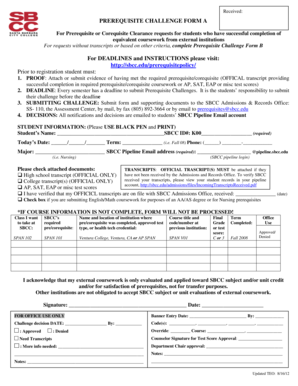 Prerequisite Challenge Form A
