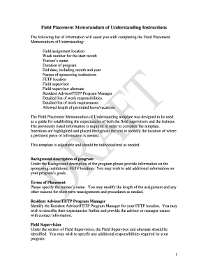 Field Placement Memorandum of Understanding