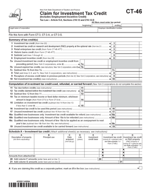 New York State Investment Tax Credit Form CT-46