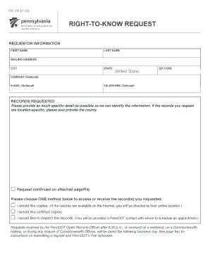 Pennsylvania Right-to-Know Request Form