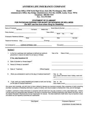 Anthem Life Insurance Claim Form