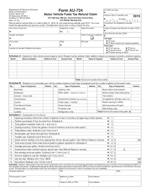 Connecticut Form AU-724 Motor Vehicle Fuels Tax Refund Claim