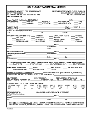 Georgia 354 Plans Transmittal Letter