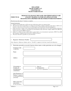 Singapore Trademark Name Change Request