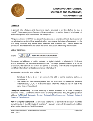 Fees for Amended Schedules and Creditor Lists - hib uscourts