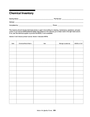 Chemical Inventory Form