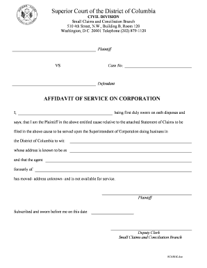 Affidavit of Service on Corporation