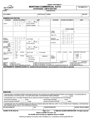 Montana Commercial Auto Insurance Application