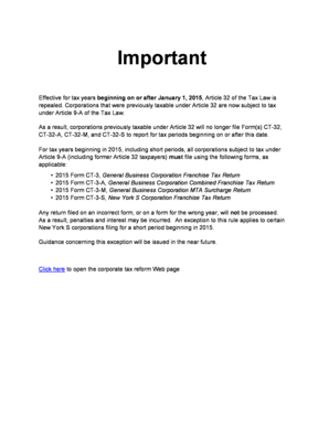 New York State CT-32-S Franchise Tax Return