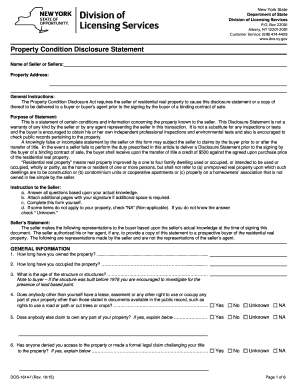 New York Property Condition Disclosure Statement