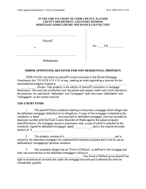 Order Appointing Receiver for Non-Residential Property