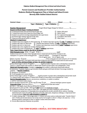 Diabetes Medical Management Plan at School