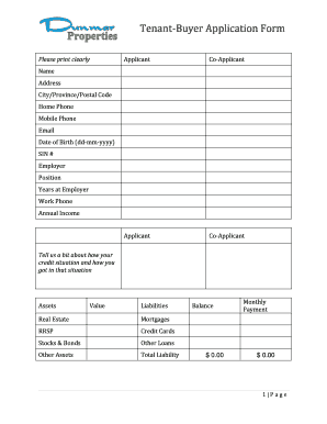 Tenant-Buyer Application Form