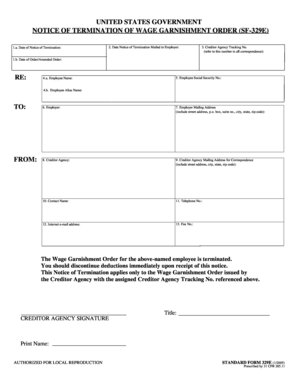 Notice of Termination of Wage Garnishment Order